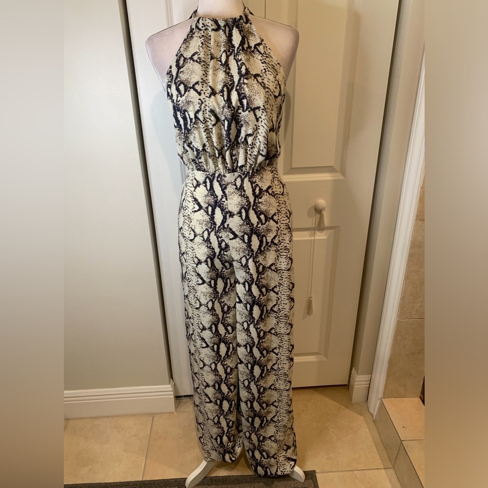NWOT Endless Rose Python Pattern Halter Neck Jumpsuit - Picture 3 of 9
